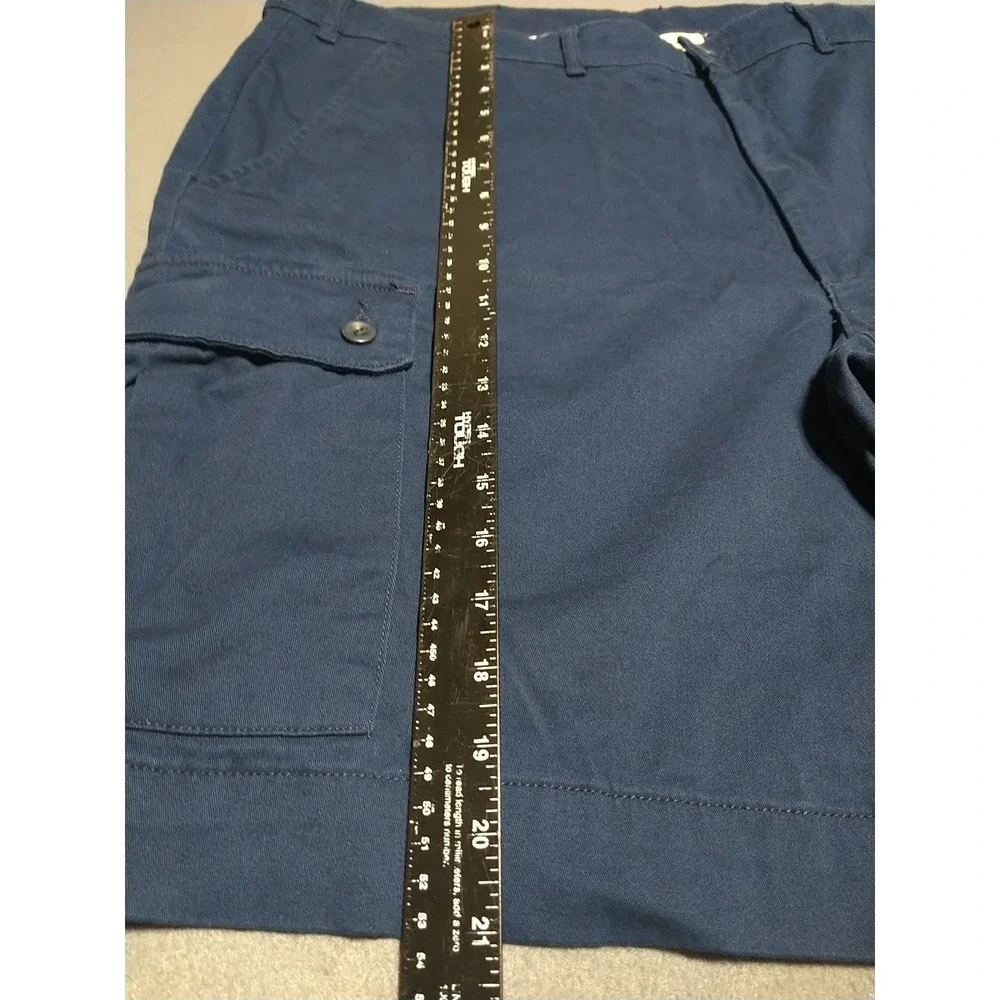St John's Bay Cargo Shorts Men 46/9 Navy Soft Class Stretch Comfort Flat Travel‎